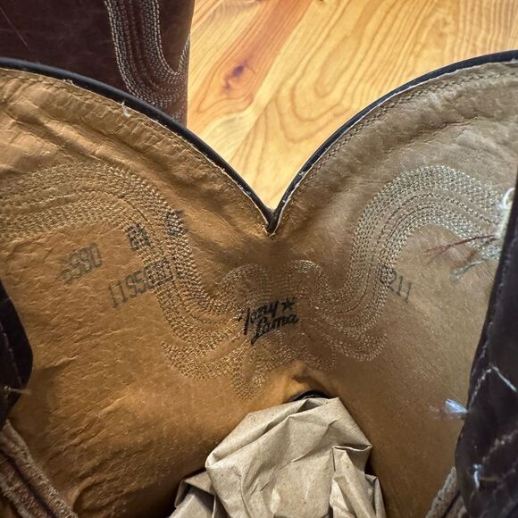 Tony Lama Sz 8.5EE 6980 Mens El Paso Collection Western Boot Bison Leather Dress - Picture 11 of 15